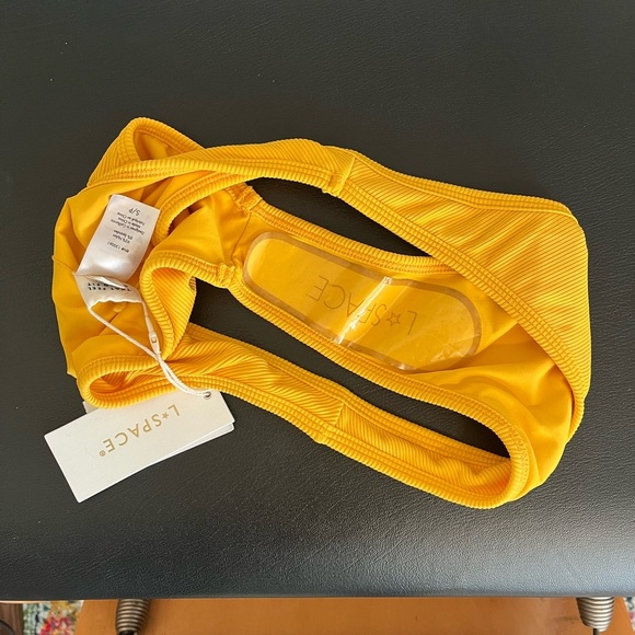 NWT l*space Ribbed Whiplash Yellow Bikini Bottom Size Smalll - Picture 7 of 7